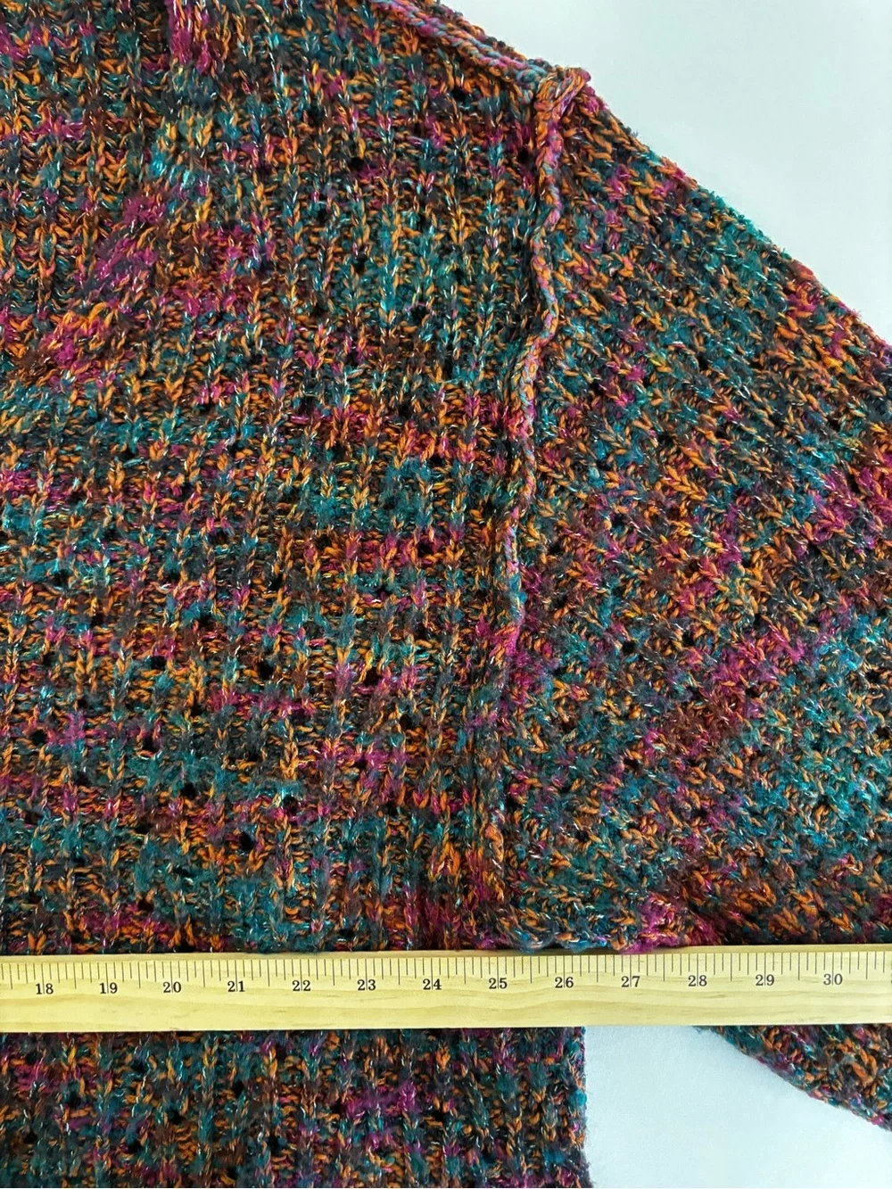 Free People Multicolor Marled Knit Oversized V-Neck Sweater Size Large Boho